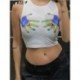 Szín: kék S - Akaily Summer Streetwear Hands Graphics felsők Női 2023 O Nyak Ujjatlan Crop Tank Tops Nyomtatott Bodycon
