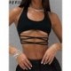 Szín: fekete M - Akaily Summer Streetwear Hollow Out Tops Ruhák Női 2023 Halter Bandage Crop Tank Tops Bodycon Hát nélküli