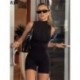 Szín: fekete L - AKAILY Summer Streetwear Bodycon Rompers Női Nyakú Ujjatlan Masszív Rövid Jumpsuits Fekete Magas derekú