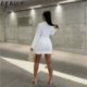 Szín: fekete S - Akaily nyári fehér V nyakú Bodycon ruhák női fekete hosszú ujjú gombos alkalmi ruha női mini ruhák