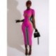 Szín: Rose Red XL - Akaily Summer Fashion Print Maxi ruhák női 2022 O nyakú rövid ujjú kék Club Bodycon ruha Kék szexi