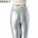 Szín: kék XXL - AKAILY Streetwear Bőr nadrág Női Hotpants Fekete magas derekú Bodycon Stretch Pencil Pants Jegging 2021
