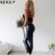 Szín: kék XXL - AKAILY Streetwear Bőr nadrág Női Hotpants Fekete magas derekú Bodycon Stretch Pencil Pants Jegging 2021