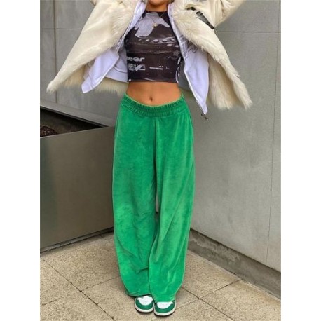 Szín: zöld L - Akaily őszi narancssárga táskás nadrág női utcai ruházathoz, 2022 magas derekú, széles szárú