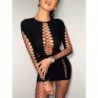 Szín: fekete S - AKAILY Summer Streetwear hálós rövid ruhák nőknek 2023 Solid Bodycon Hollow Out Mini ruhák Fekete szexi