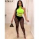 Szín: piros S - Akaily Summer Club Outfits 2 Kétrészes készletek Női Outifits O Nyak Ujjatlan Crop Topok Hálós Skinny