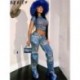 Szín: kék M - Akaily Y2k Streetwear Denim Printing Graphic 2 kétrészes készletek Nyári ruhák nőknek 2023 Átnyúló