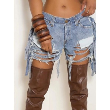 Szín: kék rövidnadrág XXL - Akaily Summer Tassel Jean Shorts Női 2023 Streetwear Hollow Out Booty Shorts Alkalmi magas