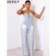 Szín: kék XL - AKAILY Nyári utcai viselet szakadt Jean Jumpsuits női ruhák 2023 Bodycon hát nélküli mellcső felső egy