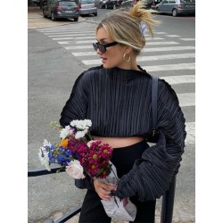 Szín: fekete L - Akaily nyári fekete csíkos pólók nőknek 2022 O nyakú, kiszélesedő ujjú, bő, nyírt felső női khaki