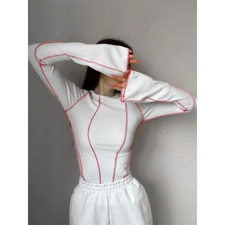 Szín: fehér L - Akaily őszi fekete csíkos pólók női divat 2022 vékony, nyakú, hosszú ujjú Y2K felsők női fehér