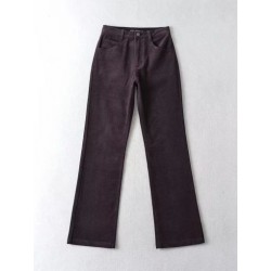 Szín: Dark Coffee L - Akaily őszi tél barna kordbársony nadrág női divat, 2022 magas derekú, flare buggyos nadrág női