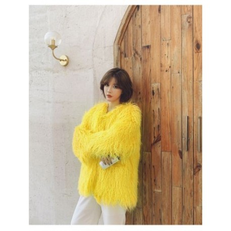 Szín: sárga S - Akaily Solid műszőrme női kabátok 2023 Utcai viselet hosszú ujjú V nyakú kabátok Alkalmi laza zsebes