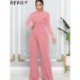 Szín: fekete XXL - Akaily őszi téli fekete Jumpsuit Női Alkalmi Egyrészes Outfitek 2022 Pink O Neck Cross Hosszú ujjú