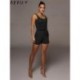 Szín: fekete XXL - Akaily őszi fekete Jumpsuit Női Rövid One Piece Fitness Outfitek 2022 Fehér Ujjatlan Bandage Bodycon