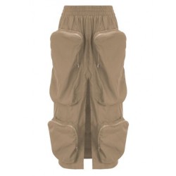 Szín: Khaki L - Akaily őszi szürke cargo maxi szoknyák női divat 2022 magas derekú zsebek hosszú szoknyák női khaki