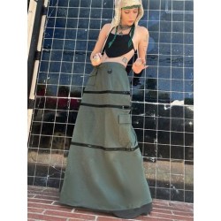 Szín: zöld M - Akaily őszi cipzáras patchwork hosszú szoknyák női divat 2022 magas derekú zsebek fekete Maxi Skrits női