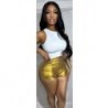 Szín: arany XL - Akaily Summer Streetwear Solid Booty Shorts Outfitek Női 2023 Magasderekú rövidnadrág Fehér Vékony Bőr