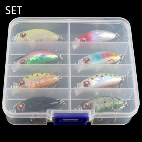 Szín: SET - Színes Mini 3D Eye Wobbler Crank csali mesterséges kemény csalik Úszó csali Swimbait Bass Crankbait