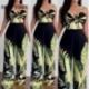 Szín: MULTI M - Női Elegáns Szexi Cami Crop Top Hollow Out Leaf Mintás Szexi Working Jumpsuit