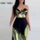 Szín: MULTI M - Női Elegáns Szexi Cami Crop Top Hollow Out Leaf Mintás Szexi Working Jumpsuit