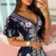 Szín: fekete L - Elegáns női ruha virágos pillangómintás fodros Bodycon ruha alkalmi mini ruha vakációs ruha 2021-re