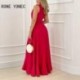 Szín: piros L - Női Solid Elegáns, mély V nyakú, kis repülő ujjú Silt Backless Maxi Bodycon Szexi buli piros ruha