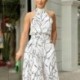 Szín: fekete L - Női outfit Jumpsuits Absztrakt ábra Tied részletesen széles lábú Jumpsuit