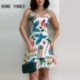 Szín: fehér M - Női Szexi Elegáns Spagetti Szíj Mindenhol Nyomtatott Fodros Hem Mini Bodycon Szexi buliruhák