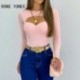 Szín: rózsaszín S - Női Chic Solid Basics Szexi hosszú ujjú Bodycon rózsaszín blúz