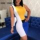 Szín: MULTI S - Női Alkalmi Tank Patchwork Ujjatlan Mini Bodycon szexi ruha