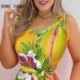 Szín: MULTI S - Női alkalmi spagetti szalagos ujjatlan, mindenhol nyomtatott zseb szárnyak Bodycon nadrág