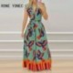 Szín: MULTI S - Női Elegáns All Over Print Tank Mély V nyakú fűzős szárnyak Szexi Maxi nyári ruhák
