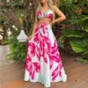Szín: MULTI M - Női alkalmi, virágmintás kötőfék, keresztben, fűzős melltartók Crop tops Maxi nyaralás strandszoknya
