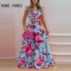 Szín: égszínkék XL - Női Elegáns Allover Print virágmintával Repülő ujjú Crop Top Maxi Szoknya Elasztikus