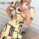 Szín: MULTI M - Női alkalmi rövid lámpás ujjú, mindenhol Print Crop Top Aszimmetrikus, magas iszapos szoknya szettek