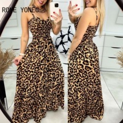 Szín: MULTI S - Elegáns, szexi spagettipántos női Leopard Maxi szexi A vonalú parti ruhák