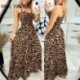 Szín: MULTI S - Elegáns, szexi spagettipántos női Leopard Maxi szexi A vonalú parti ruhák