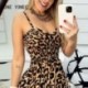 Szín: MULTI S - Elegáns, szexi spagettipántos női Leopard Maxi szexi A vonalú parti ruhák