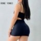 Szín: kék M - Női elegáns, tömör ferde gallér egy váll spagetti pántok, ujjatlan Bodycon ruha nadrágtartók