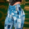 Szín: MULTI M - Női elegáns, magas derekú gombos Criss Cross Allover patchwork mintás vékony tavaszi és őszi