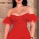 Szín: piros L - Női szexi, váll nélkül, rövid tollas ujjú strasszos mini Bodycon Wrap parti piros ruhák