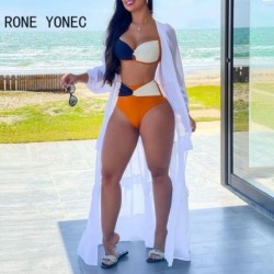 Szín: MULTI L - Női úszóruha Colorblock Twist Cutout nyári strand vakációs bikini szett