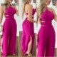 Szín: Rose Red XL - Női tömör, elegáns szexi kötőfék Cami Crop felső, magas iszapos, rugalmas derékrész, szexi