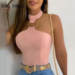 Szín: Pink XL - Női elegáns, szexi, tömör kötőfék, ujjatlan nyári alkalmi szexi Camis Crop felsők