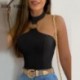Szín: Pink XL - Női elegáns, szexi, tömör kötőfék, ujjatlan nyári alkalmi szexi Camis Crop felsők