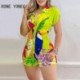 Szín: MULTI S - Női alkalmi, rövid ujjú, mindenhol nyomógombos, lehajtható gallérral ellátott Bodycon nadrág