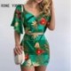 Szín: zöld S - Női alkalmi elegáns termés virágmintás felső üreges nyári Bodycon szoknya szettek