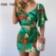 Szín: zöld S - Női alkalmi elegáns termés virágmintás felső üreges nyári Bodycon szoknya szettek