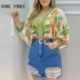 Szín: APRICOT XL - Női ing ElegantBird Tropical Print Batwing ujjú felső hosszú ujjú ing női blúz